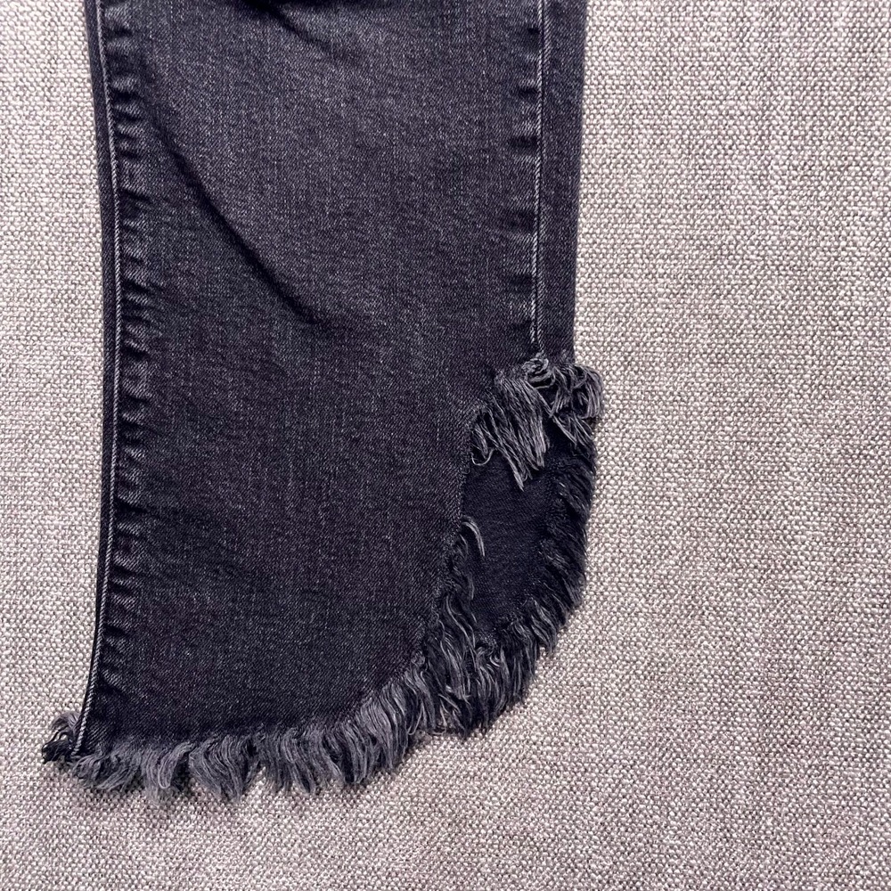 Paige Hoxton Straight Ankle Jeans Women 28 Black Denim Cotton Stretch Frayed Hem - Picture 3 of 12